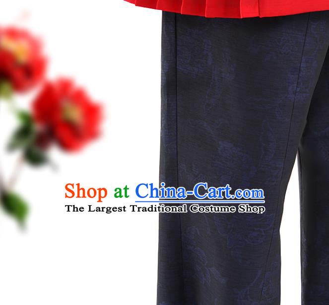 Asian Korea Men Embroidered Red Vest Shirt and Pants Korean Wedding Fashion Traditional Apparels Bridegroom Hanbok Costumes