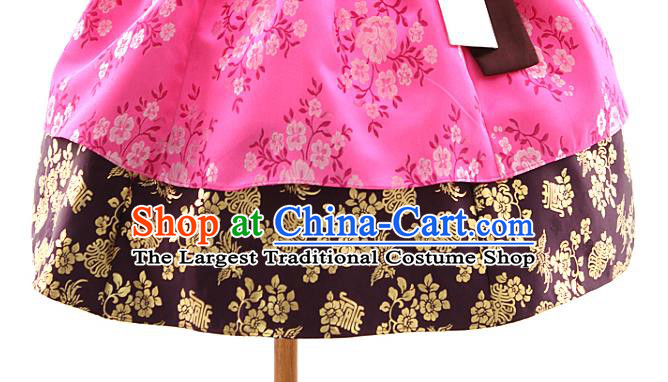 Asian Korea Girls Embroidered Blouse and Pink Dress Korean Kids Fashion Traditional Apparels Hanbok Birthday Costumes