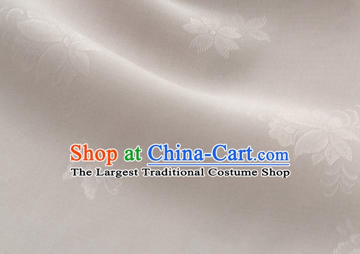 Asian Korea Classical Campsis Grandiflora Pattern White Silk Fabric Korean Fashion Drapery Traditional Hanbok Material