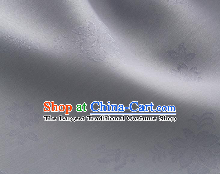 Asian Korea Classical Campsis Grandiflora Pattern Grey Silk Fabric Korean Fashion Drapery Traditional Hanbok Material
