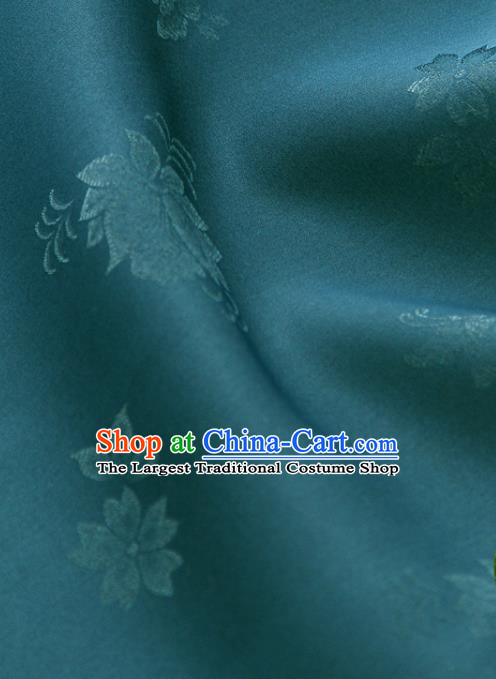 Asian Korea Classical Campsis Grandiflora Pattern Peacock Green Silk Fabric Korean Fashion Drapery Traditional Hanbok Material
