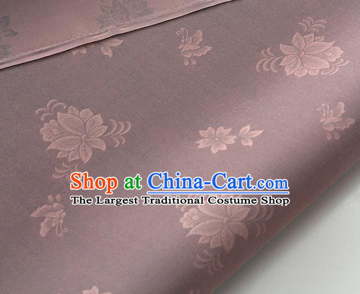 Asian Korea Classical Campsis Grandiflora Pattern Cameo Brown Silk Fabric Korean Fashion Drapery Traditional Hanbok Material