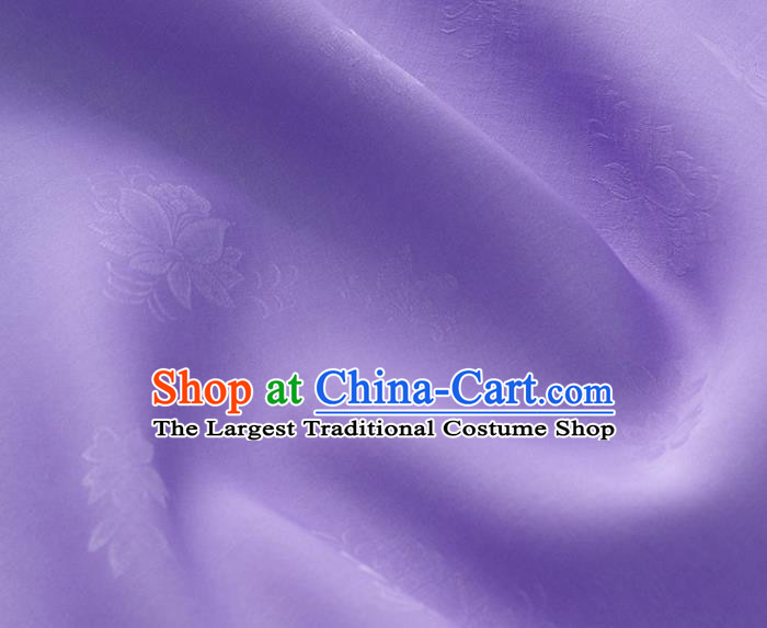 Asian Korea Classical Campsis Grandiflora Pattern Violet Silk Fabric Korean Fashion Drapery Traditional Hanbok Material
