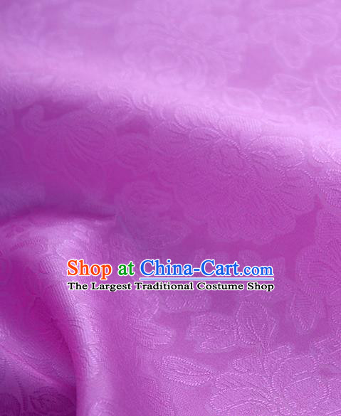 Traditional Korean Fashion Violet Gauze Drapery Hanbok Material Asian Korea Classical Flowers Pattern Silk Fabric