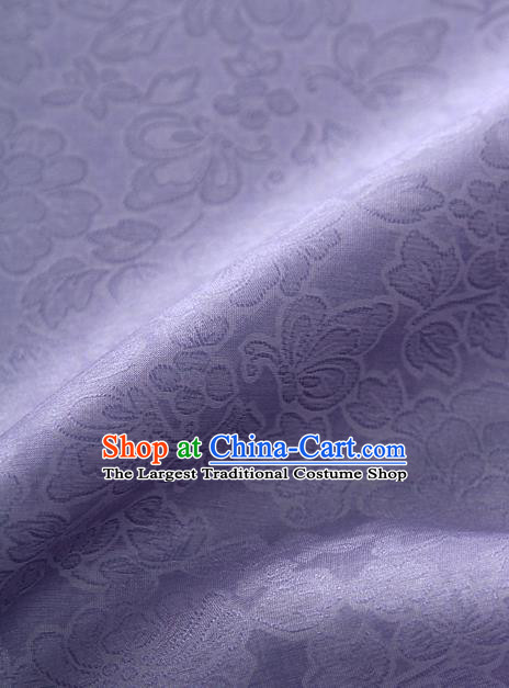 Traditional Korean Fashion Light Purple Gauze Drapery Hanbok Material Asian Korea Classical Flowers Pattern Silk Fabric