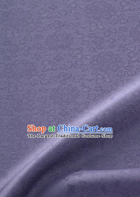 Traditional Korean Fashion Light Purple Gauze Drapery Hanbok Material Asian Korea Classical Flowers Pattern Silk Fabric