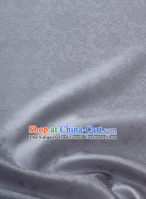 Traditional Korean Fashion Grey Gauze Drapery Hanbok Material Asian Korea Classical Flowers Pattern Silk Fabric