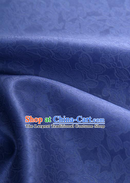 Traditional Korean Fashion Lake Blue Gauze Drapery Hanbok Material Asian Korea Classical Flowers Pattern Silk Fabric
