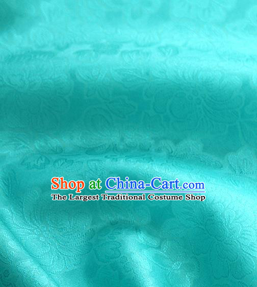 Traditional Korean Fashion Green Gauze Drapery Hanbok Material Asian Korea Classical Flowers Pattern Silk Fabric