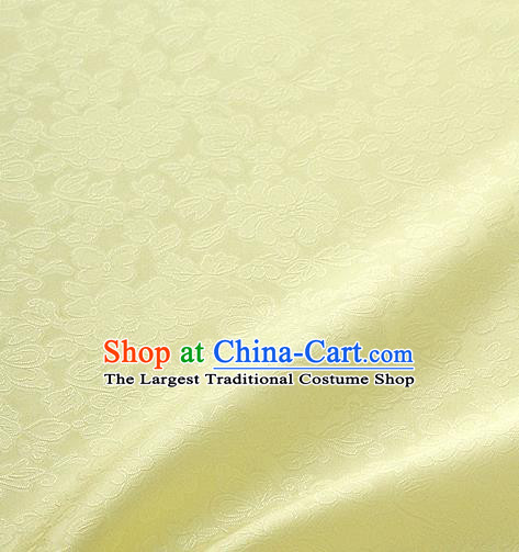 Traditional Korean Fashion Light Yellow Gauze Drapery Hanbok Material Asian Korea Classical Flowers Pattern Silk Fabric