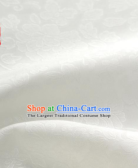 Traditional Korean Fashion White Gauze Drapery Hanbok Material Asian Korea Classical Flowers Pattern Silk Fabric