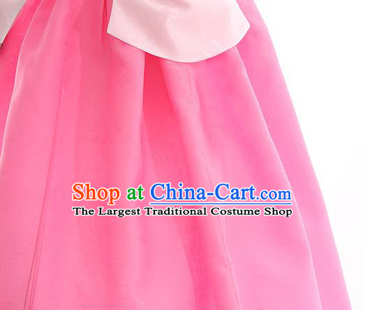 Korean Bride Hanbok Pink Blouse and Rosy Dress Korea Fashion Wedding Costumes Traditional Festival Apparels for Women