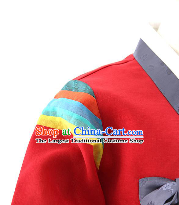 Korean Bride Mother Hanbok Red Blouse and Green Dress Korea Fashion Costumes Traditional Festival Apparels for Women