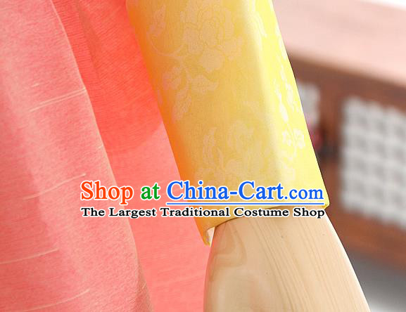 Korean Bride Hanbok Yellow Blouse and Pink Dress Korea Fashion Costumes Traditional Festival Apparels for Women