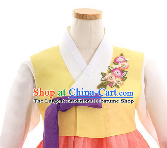 Korean Bride Hanbok Yellow Blouse and Pink Dress Korea Fashion Costumes Traditional Festival Apparels for Women