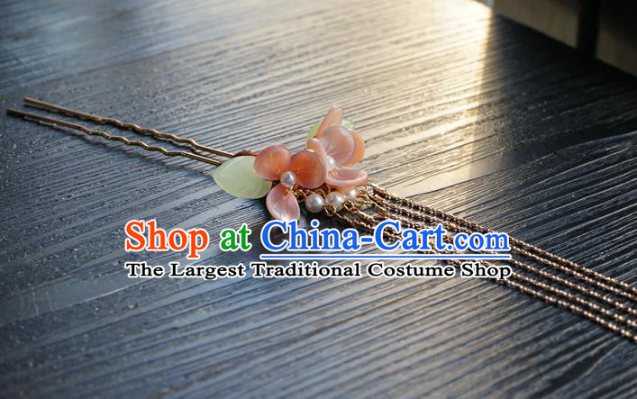 Chinese Classical Golden Tassel Hair Clip Hair Accessories Handmade Ancient Hanfu Flowers Hairpin for Women