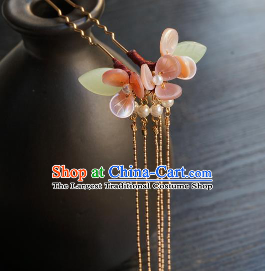 Chinese Classical Golden Tassel Hair Clip Hair Accessories Handmade Ancient Hanfu Flowers Hairpin for Women