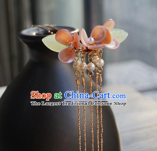 Chinese Classical Golden Tassel Hair Clip Hair Accessories Handmade Ancient Hanfu Flowers Hairpin for Women