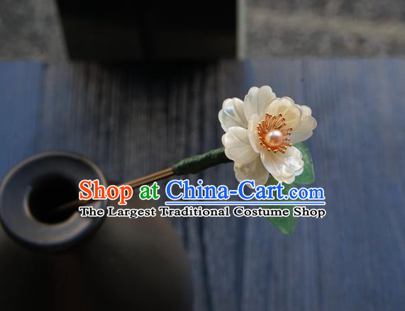 Chinese Classical Pearl Hair Clip Hair Accessories Handmade Ancient Hanfu Camellia Hairpin for Women