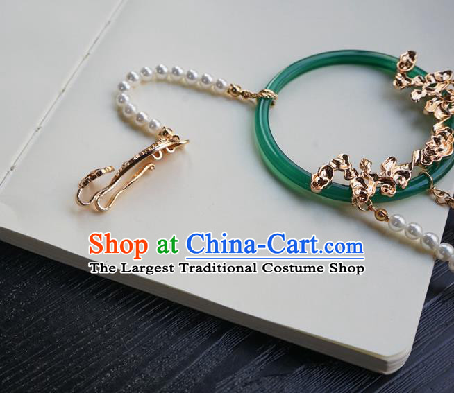 Handmade Chinese Women Jade Waist Accessories Classical Hanfu Pearls Tassel Belt Pendant