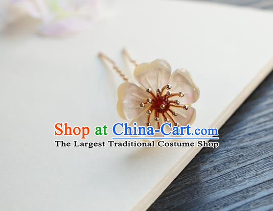 Chinese Classical Flower Hair Clip Hair Accessories Handmade Ancient Hanfu Shell Plum Hairpin for Women