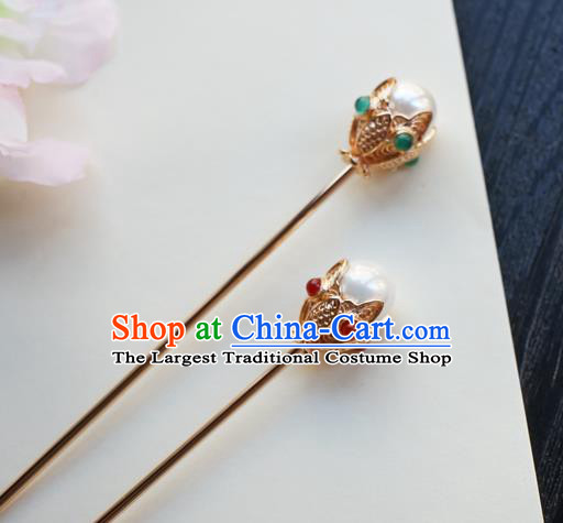 Chinese Classical Golden Hair Clip Hair Accessories Handmade Ancient Tang Dynasty Princess Hairpin for Women
