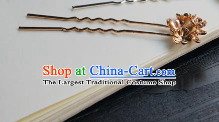 Chinese Classical Cheongsam Golden Hair Clip Hair Accessories Handmade Ancient Hanfu Tang Dynasty Hairpin for Women
