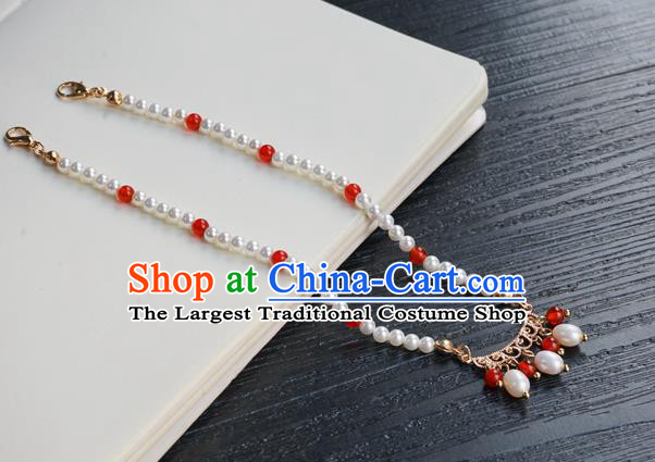 Chinese Handmade Hanfu Pearl Necklace Classical Jewelry Accessories Ancient Princess Beads Necklet for Women