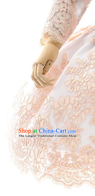 Asian Korea Court Girls Blue Lace Blouse and Dress Korean Kids Birthday Fashion Traditional Hanbok Apparels Costumes