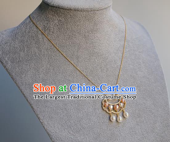 Chinese Handmade Hanfu Necklace Classical Jewelry Accessories Ancient Princess Pearls Necklet for Women
