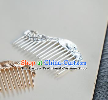 Chinese Classical Hanfu Argent Hair Comb Hair Accessories Handmade Ancient Tang Dynasty Hairpin for Women