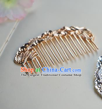 Chinese Classical Hanfu Golden Dragon Hair Comb Hair Accessories Handmade Ancient Tang Dynasty Hairpin for Women