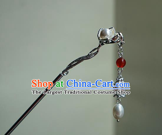 Chinese Classical Hanfu Tassel Step Shake Hair Accessories Handmade Ancient Song Dynasty Argent Hairpin for Women