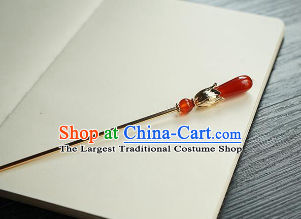 Chinese Classical Hanfu Cheongsam Hair Accessories Handmade Ancient Imperial Concubine Red Hairpin for Women