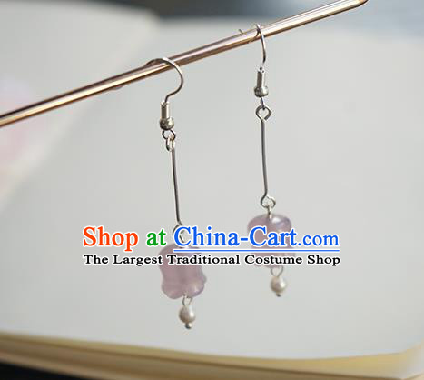 Handmade Chinese Ear Accessories Ancient Women Hanfu Classical Pink Convallaria Earrings