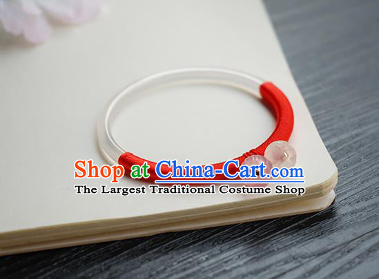 Chinese Classical White Chalcedony Bracelet Jewelry Accessories Ancient Hanfu Convallaria Bangle