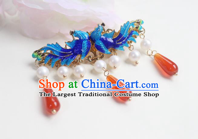 Chinese Classical Cloisonne Phoenix Hair Claw Hair Accessories Handmade Ancient Hanfu Hairpin for Women