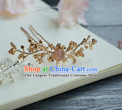 Chinese Classical Golden Plum Blossom Hair Clip Hair Accessories Handmade Ancient Hanfu Hairpin for Women