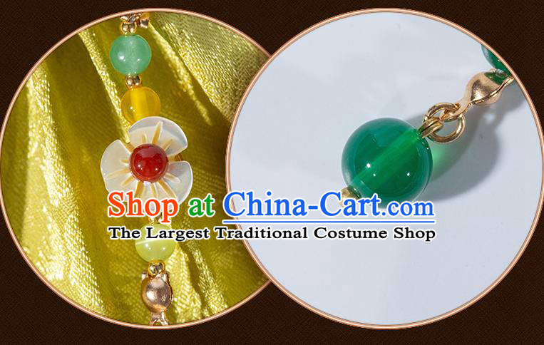 Chinese Classical Ginkgo Leaf Waist Accessories Ancient Princess Hanfu Yellow Silk Sachet Tassel Pendant