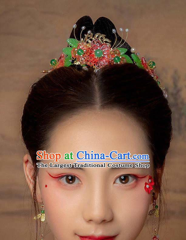 Chinese Classical Tang Dynasty Princess Flowers Hair Crown Hair Accessories Handmade Ancient Court Hanfu Hairpins for Women