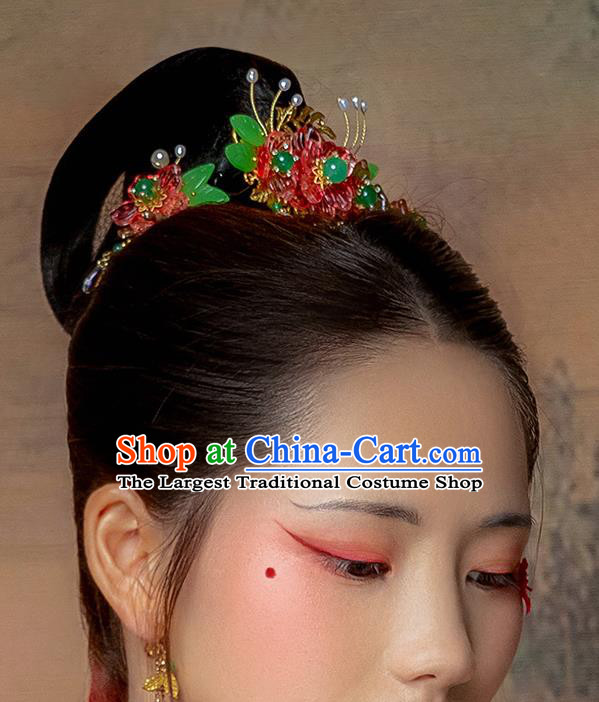 Chinese Classical Tang Dynasty Princess Flowers Hair Crown Hair Accessories Handmade Ancient Court Hanfu Hairpins for Women