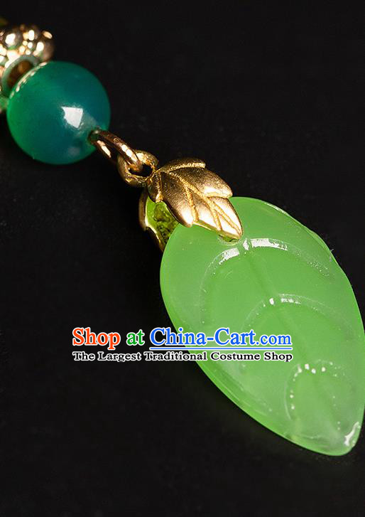 Chinese Classical Green Plum Hair Clip Hanfu Hair Accessories Handmade Ancient Princess Beads Tassel Hairpins for Women