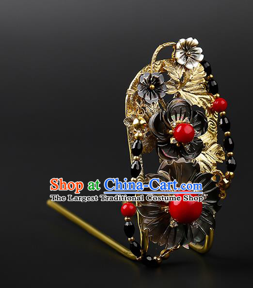 Chinese Classical Song Dynasty Black Plum Hair Crown Hanfu Hair Accessories Handmade Ancient Swordsman Hairpins for Women
