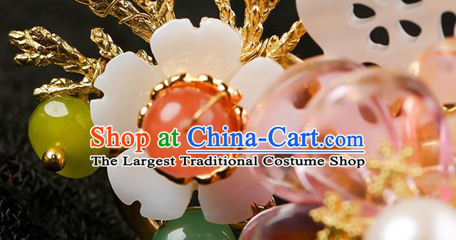 Chinese Classical Song Dynasty Shell Hair Crown Hanfu Hair Accessories Handmade Ancient Princess Flowers Hairpins for Women