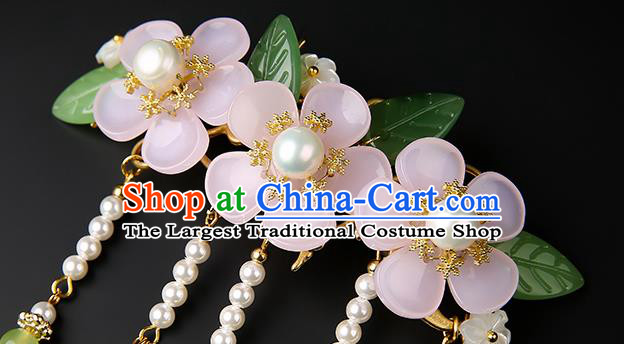 Chinese Classical Song Dynasty Beads Tassel Hair Claw Hanfu Hair Accessories Handmade Ancient Princess Flowers Hairpins for Women