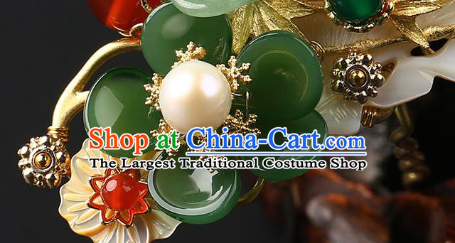 Chinese Classical Jade Hair Crown Hanfu Hair Accessories Handmade Ancient Song Dynasty Imperial Concubine Hairpins for Women