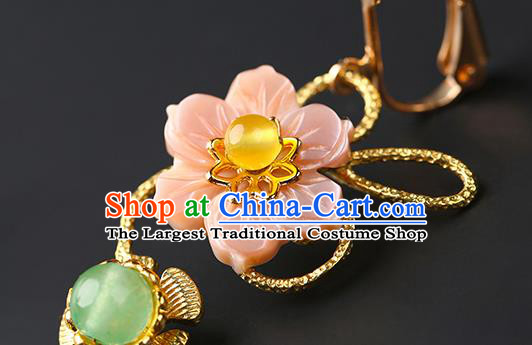 Handmade Chinese Flowers Ear Accessories Classical Eardrop Ancient Women Hanfu Beads Tassel Earrings