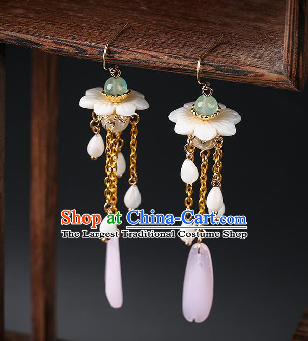Handmade Chinese Ear Accessories Classical Eardrop Ancient Women Hanfu Flowers Tassel Earrings