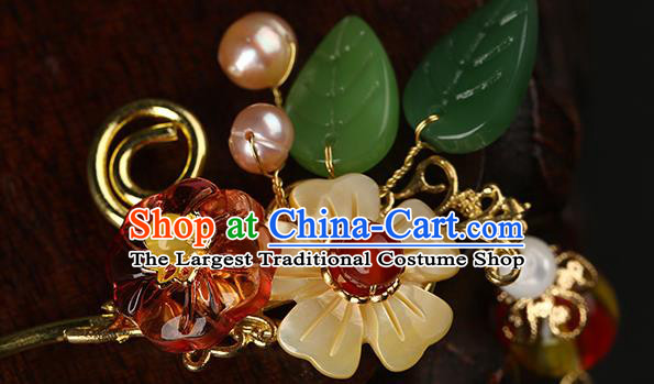 Chinese Classical Golden Tassel Hair Clip Hanfu Hair Accessories Handmade Ancient Princess Plum Blossom Hairpins for Women