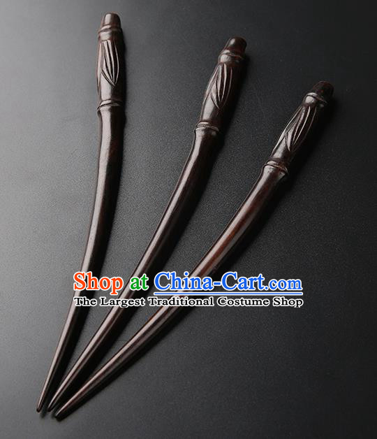 Chinese Classical Wood Hair Clip Hanfu Hair Accessories Handmade Ancient Princess Ebony Hairpins for Women